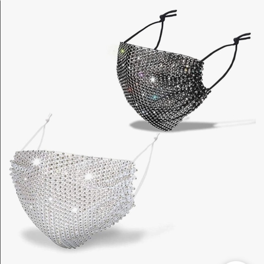 Sparkly rhinestones mech mask breathable women and girls